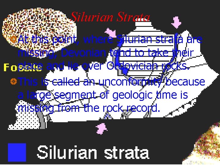 Silurian Strata At this point, where Silurian strata are missing, Devonian tend to take