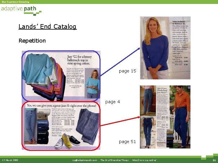 Lands’ End Catalog Repetition page 15 page 4 page 51 17 March 2002 jjg@adaptivepath.