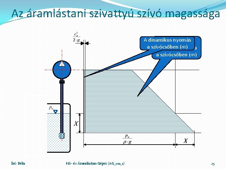 Az áramlástani szivattyú szívó magassága A dinamikus nyomás A hidrosztatikai a szívócsőben (m) nyomás