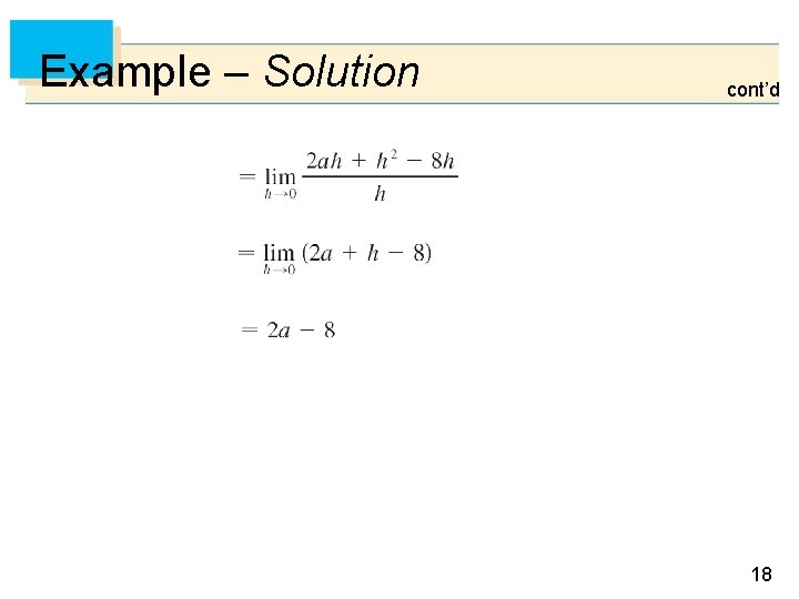 Example – Solution cont’d 18 