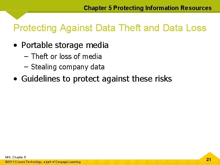 Chapter 5 Protecting Information Resources Protecting Against Data Theft and Data Loss • Portable