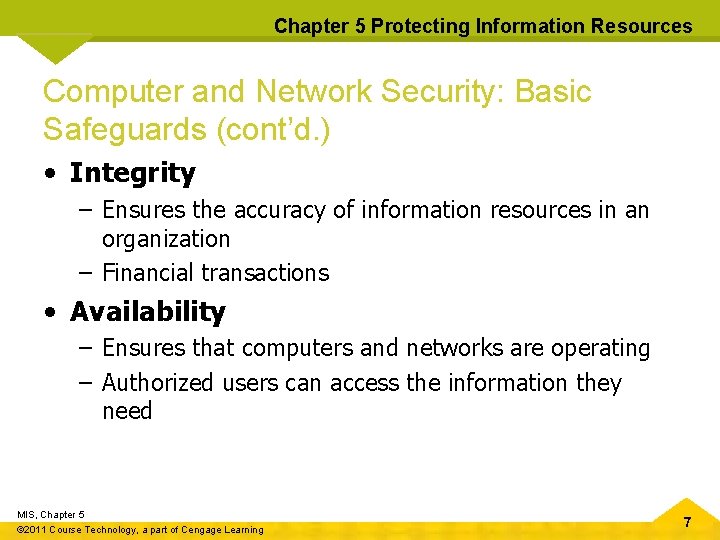 Chapter 5 Protecting Information Resources Computer and Network Security: Basic Safeguards (cont’d. ) •