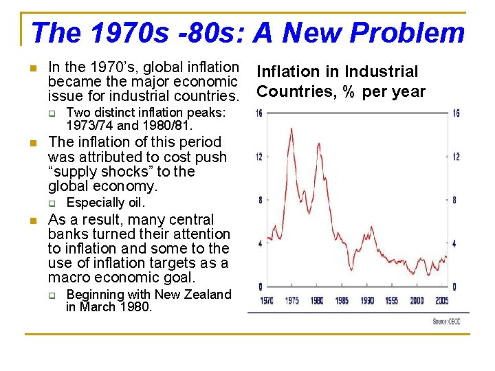 The 1970 s -80 s: A New Problem n In the 1970’s, global inflation