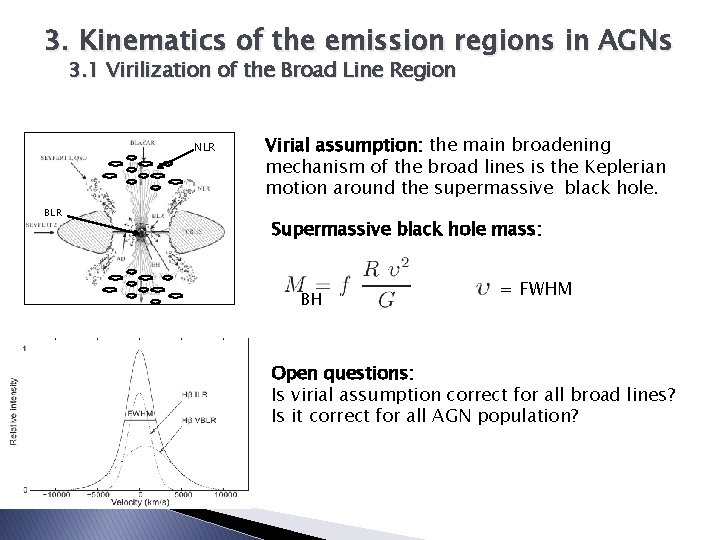 3. Kinematics of the emission regions in AGNs 3. 1 Virilization of the Broad