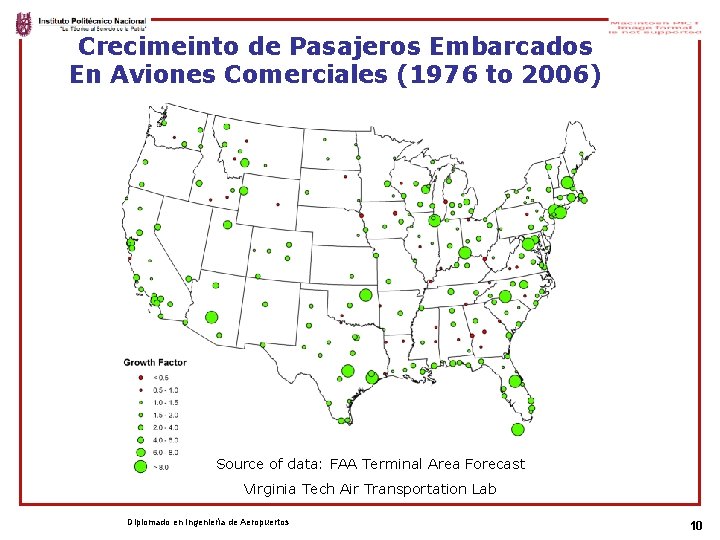 Crecimeinto de Pasajeros Embarcados En Aviones Comerciales (1976 to 2006) Source of data: FAA