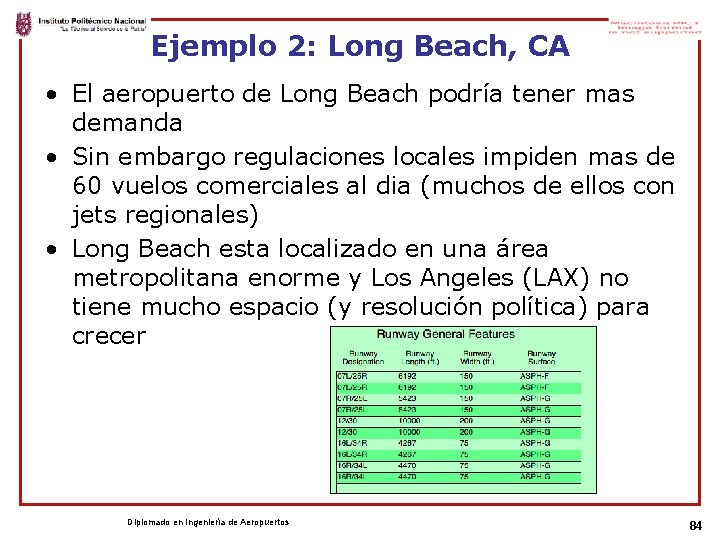 Ejemplo 2: Long Beach, CA • El aeropuerto de Long Beach podría tener mas