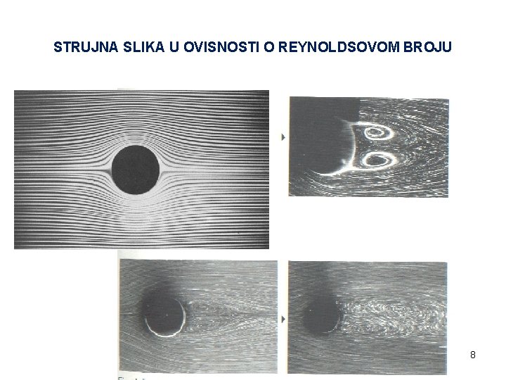 STRUJNA SLIKA U OVISNOSTI O REYNOLDSOVOM BROJU 8 