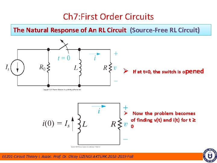 Ch 7: First Order Circuits The Natural Response of An RL Circuit (Source-Free RL