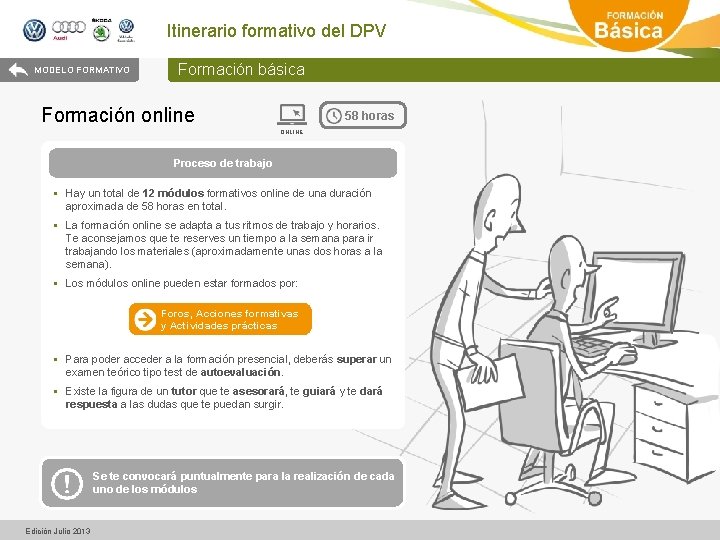 Itinerario formativo del DPV MODELO FORMATIVO Formación básica Formación online 58 horas ONLINE Proceso