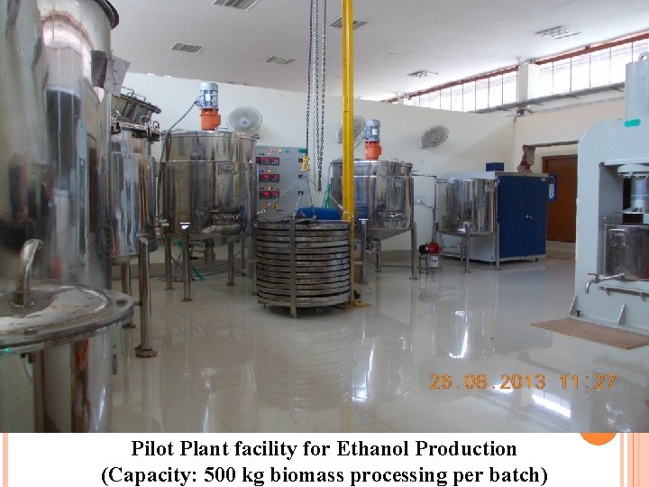 Pilot Plant facility for Ethanol Production (Capacity: 500 kg biomass processing per batch) 