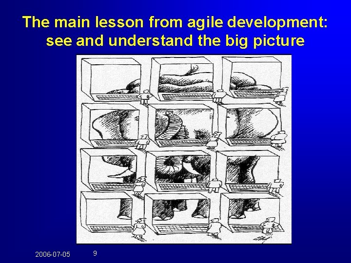 The main lesson from agile development: see and understand the big picture 2006 -07