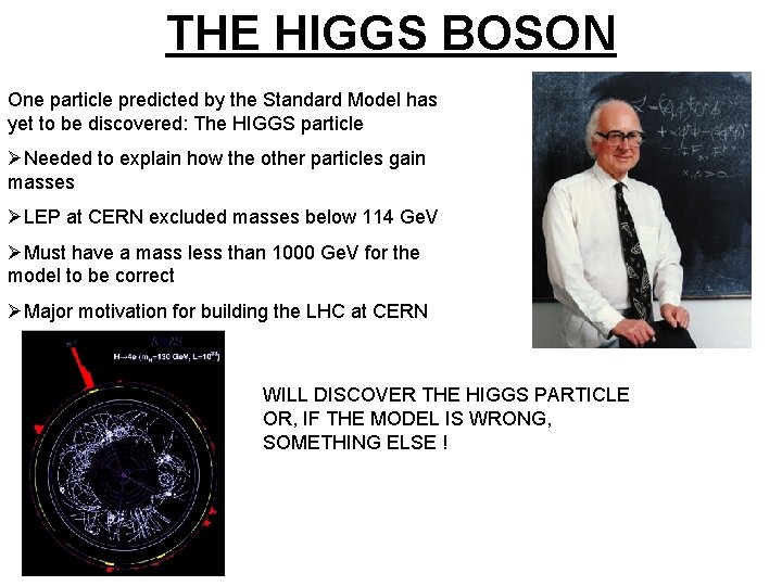 THE HIGGS BOSON One particle predicted by the Standard Model has yet to be