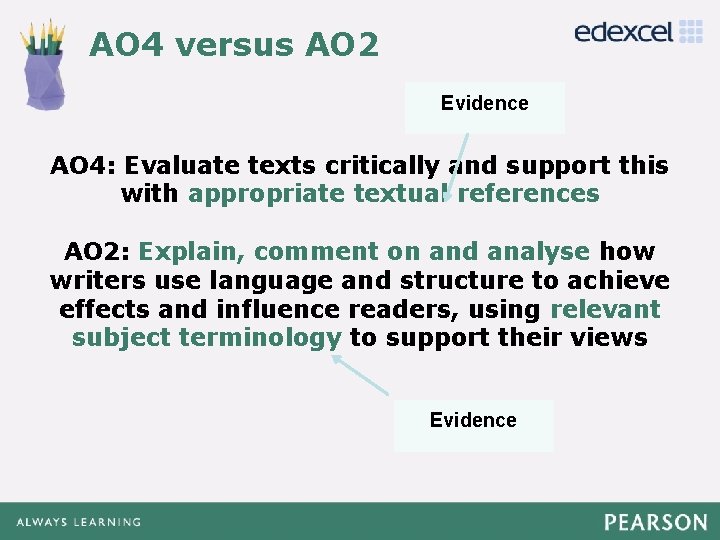 AO 4 versus AO 2 Click to edit Master Evidence title style • Click