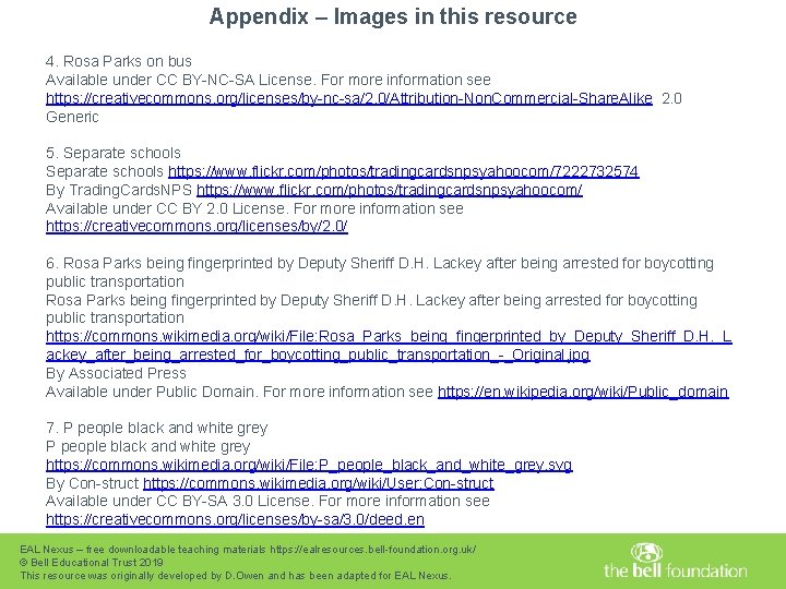 Appendix – Images in this resource Image attributions 4. Rosa Parks on bus Available Appendix – Images in this resource Image attributions 4. Rosa Parks on bus Available