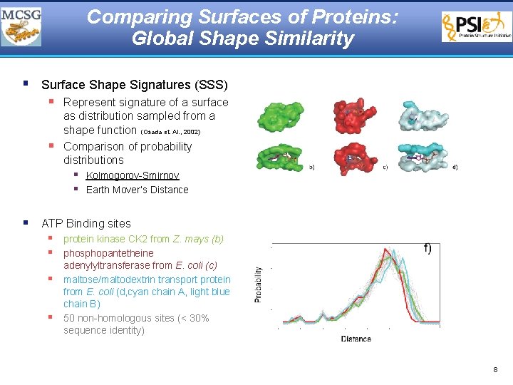 Comparing Surfaces of Proteins: Global Shape Similarity § Surface Shape Signatures (SSS) § Represent