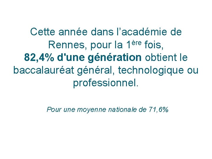 Cette année dans l’académie de Rennes, pour la 1ère fois, 82, 4% d'une génération