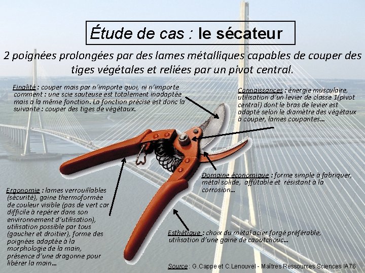 Étude de cas : le sécateur 2 poignées prolongées par des lames métalliques capables