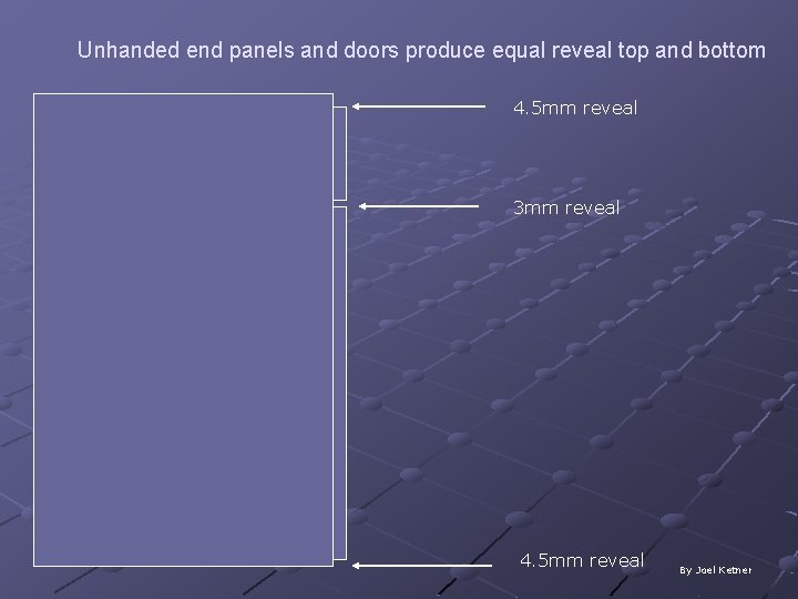 Unhanded end panels and doors produce equal reveal top and bottom 4. 5 mm