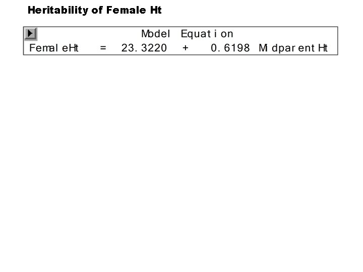 Heritability of Female Ht Heritability of Female Ht