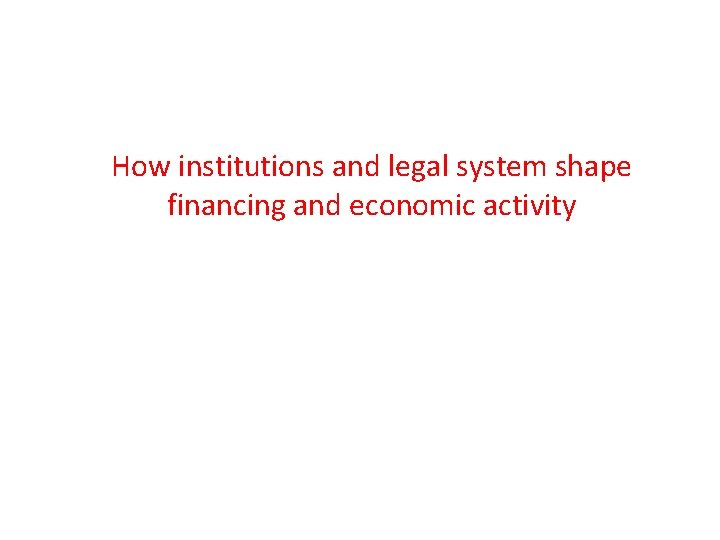 How institutions and legal system shape financing and economic activity 