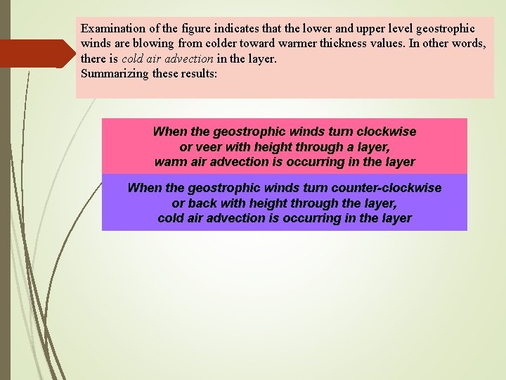 Examination of the figure indicates that the lower and upper level geostrophic winds are