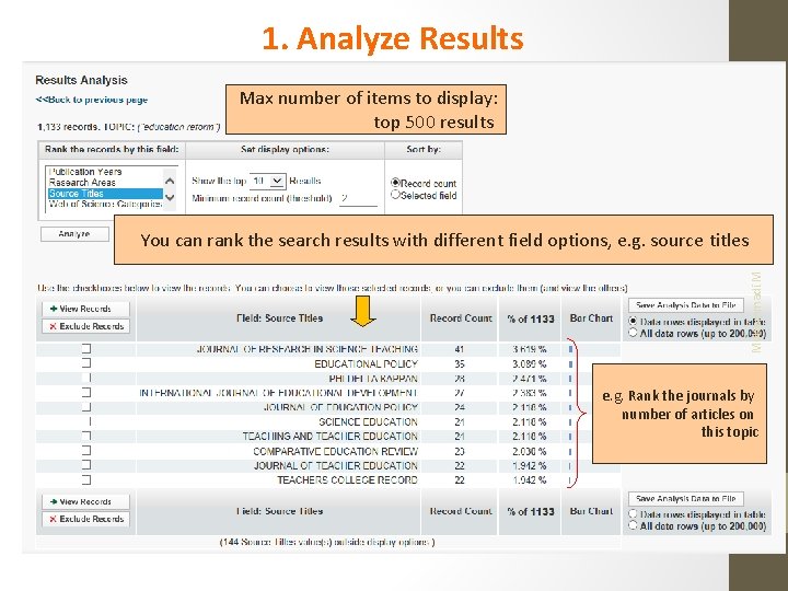 1. Analyze Results Max number of items to display: top 500 results Mohammadi. M 1. Analyze Results Max number of items to display: top 500 results Mohammadi. M