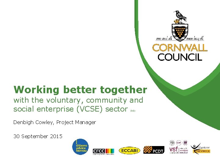 Working better together with the voluntary, community and social enterprise (VCSE) sector (v 2)