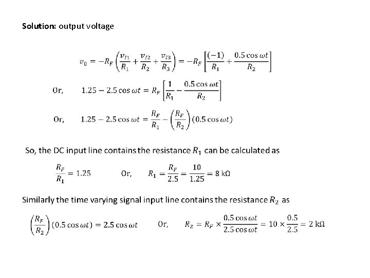 Solution: output voltage Solution: output voltage