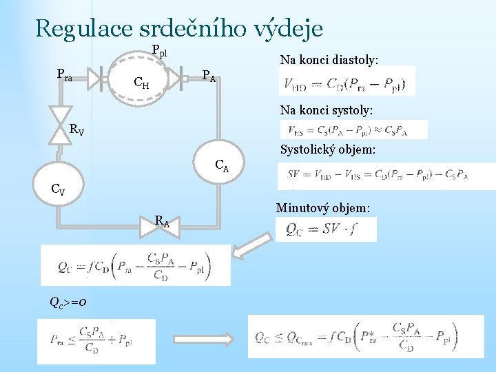 Regulace srdečního výdeje Ppl Pra Na konci diastoly: PA CH Na konci systoly: RV