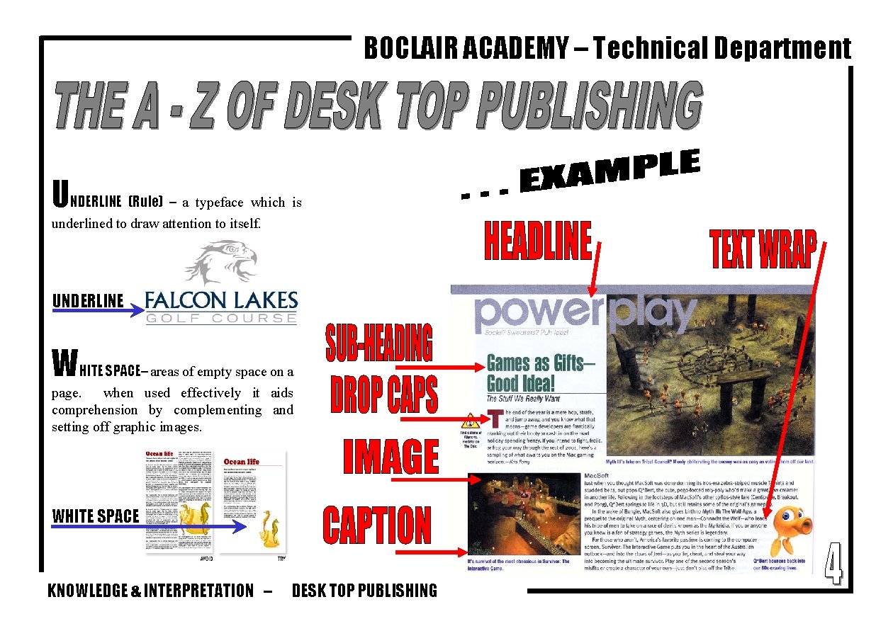 BOCLAIR ACADEMY – Technical Department UNDERLINE (Rule) – a typeface which is underlined to