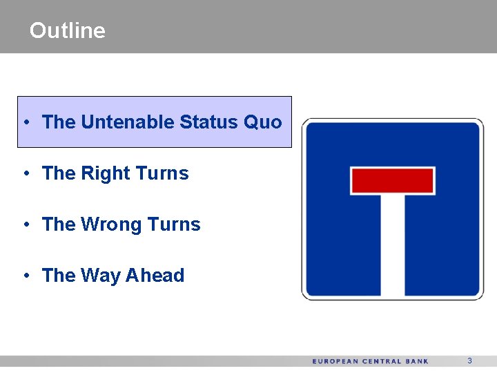 Outline • The Untenable Status Quo • The Right Turns • The Wrong Turns