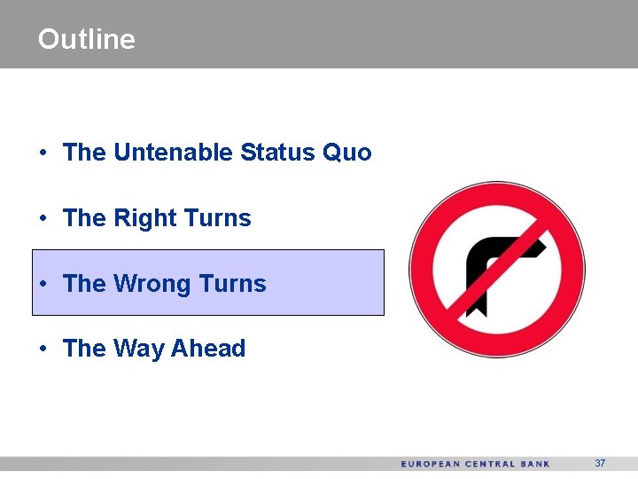 Outline • The Untenable Status Quo • The Right Turns • The Wrong Turns