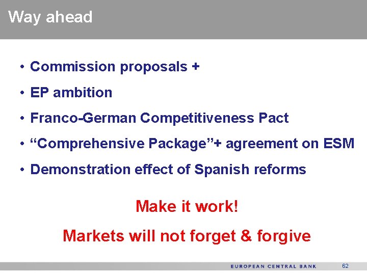 Way ahead • Commission proposals + • EP ambition • Franco-German Competitiveness Pact •