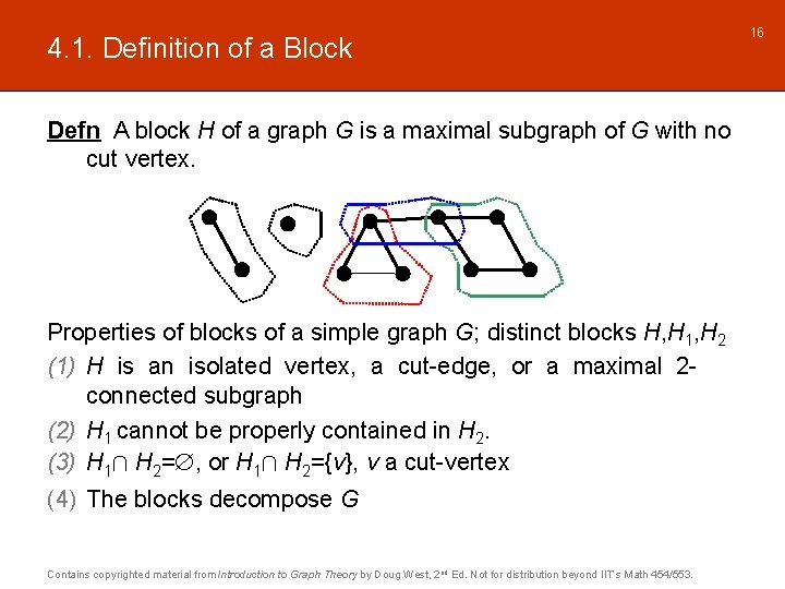 4. 1. Definition of a Block Defn A block H of a graph G