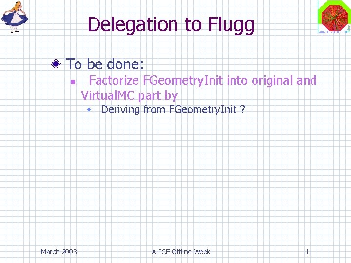 Delegation to Flugg To be done: Factorize FGeometry. Init into original and Virtual. MC