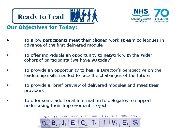 Ready to Lead Our Objectives for Today: • To allow participants meet their aligned