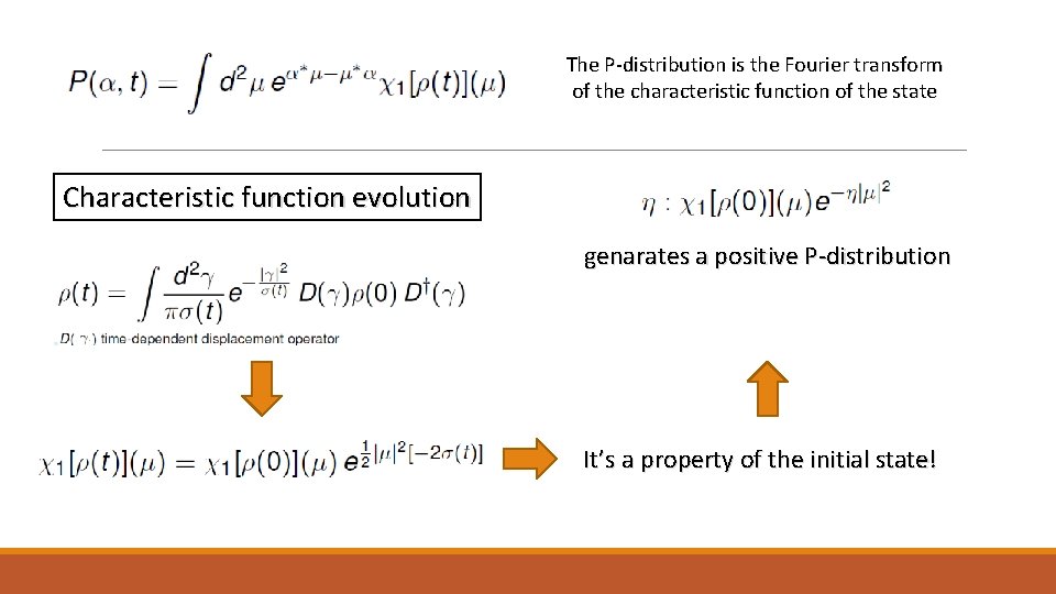 The P-distribution is the Fourier transform of the characteristic function of the state Characteristic