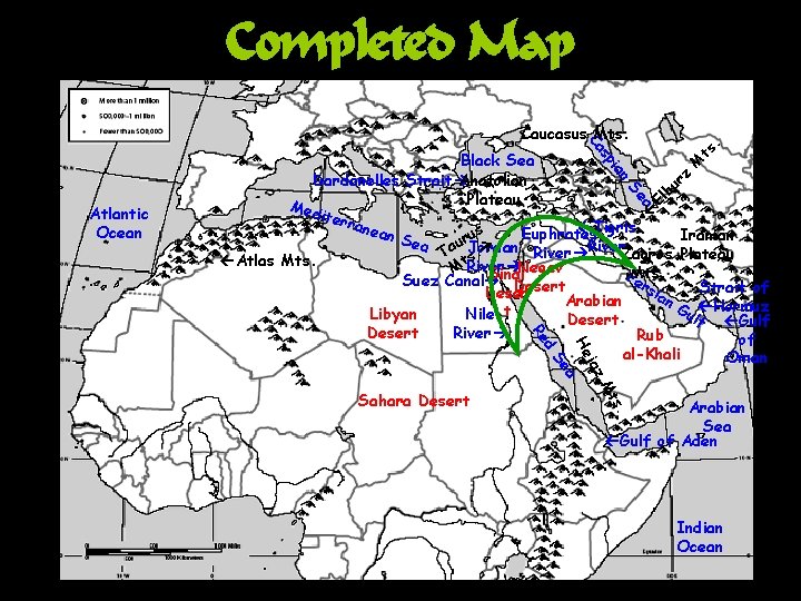 Completed Map ts . Ca Caucasus Mts. El a Atlantic Ocean Se bu rz