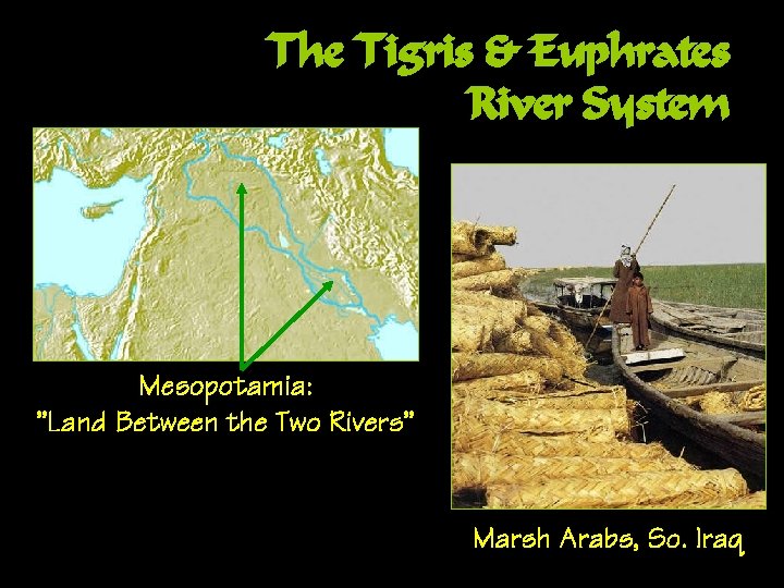 The Tigris & Euphrates River System Mesopotamia: ”Land Between the Two Rivers” Marsh Arabs,