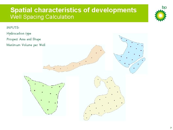 Spatial characteristics of developments Well Spacing Calculation INPUTS: Hydrocarbon type Prospect Area and Shape