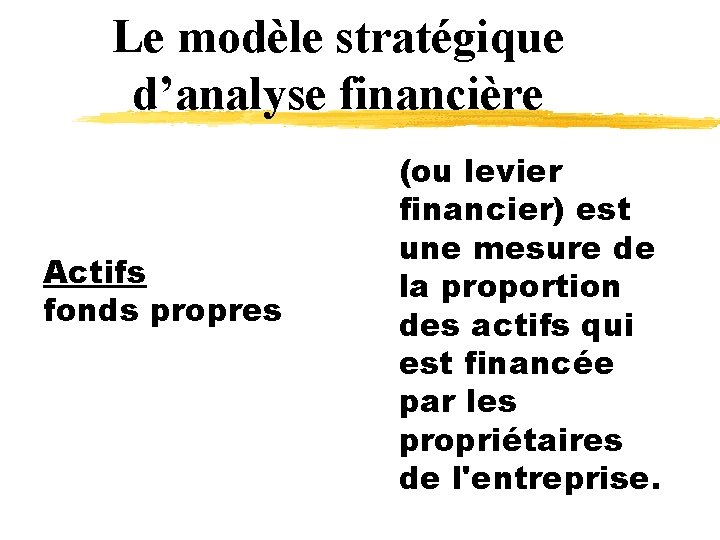 Le modèle stratégique d’analyse financière Actifs fonds propres (ou levier financier) est une mesure