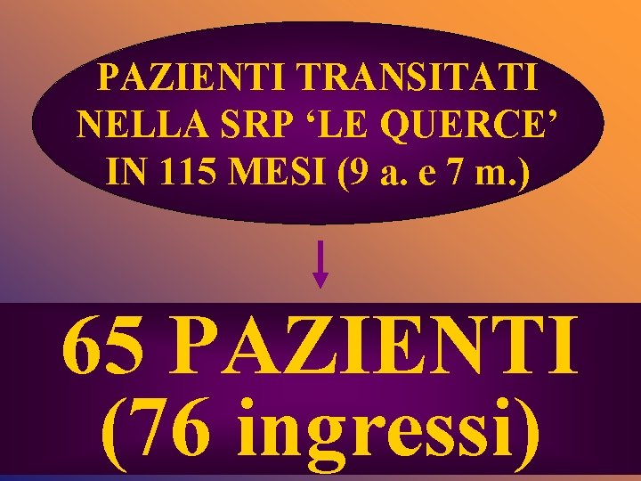 PAZIENTI TRANSITATI NELLA SRP ‘LE QUERCE’ IN 115 MESI (9 a. e 7 m.