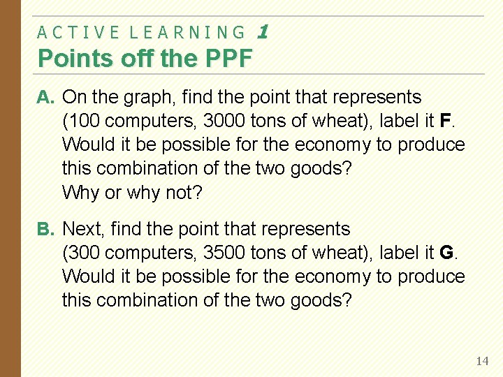 ACTIVE LEARNING 1 Points off the PPF A. On the graph, find the point