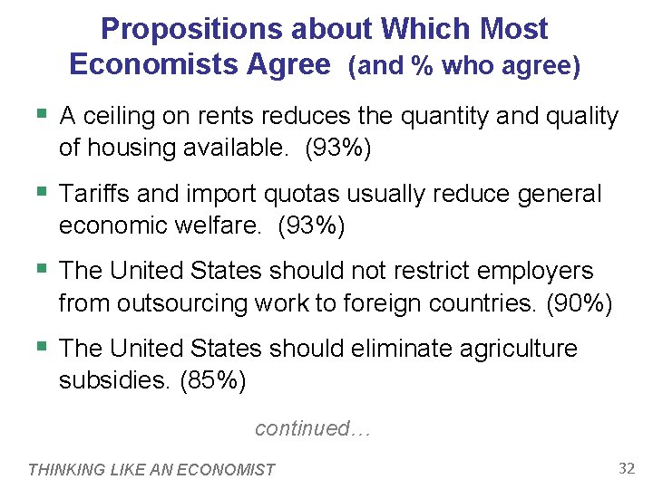 Propositions about Which Most Economists Agree (and % who agree) § A ceiling on