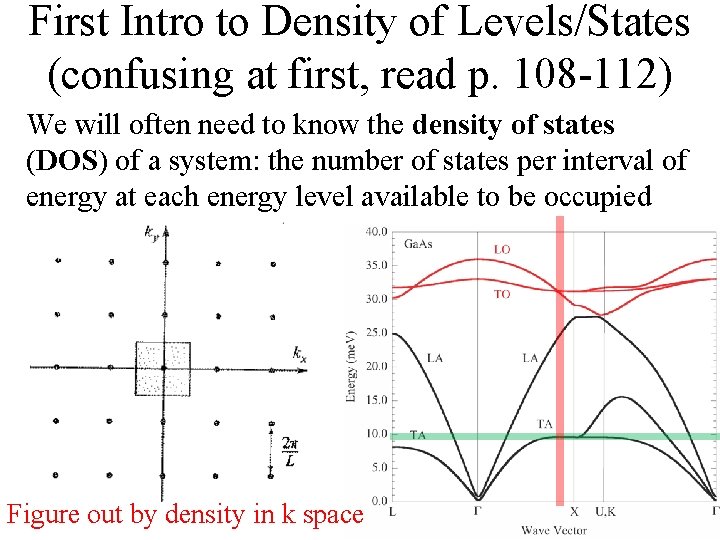 First Intro to Density of Levels/States (confusing at first, read p. 108 -112) We