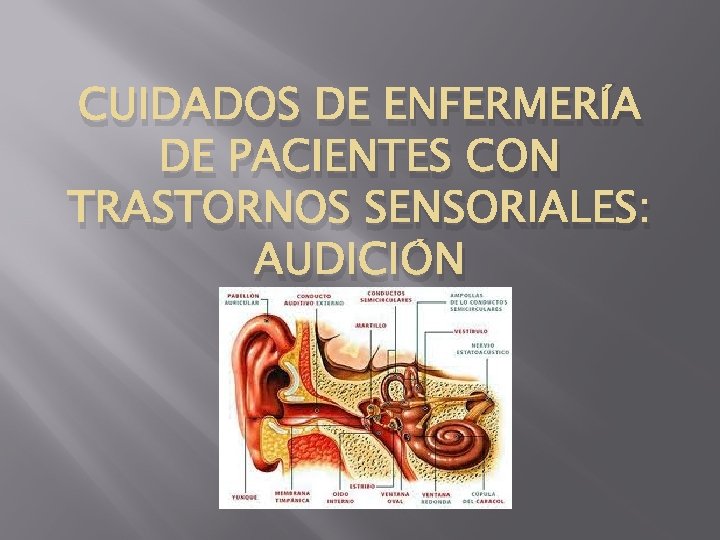 CUIDADOS DE ENFERMERÍA DE PACIENTES CON TRASTORNOS SENSORIALES: AUDICIÓN 