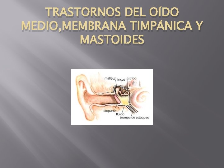 TRASTORNOS DEL OÍDO MEDIO, MEMBRANA TIMPÁNICA Y MASTOIDES 