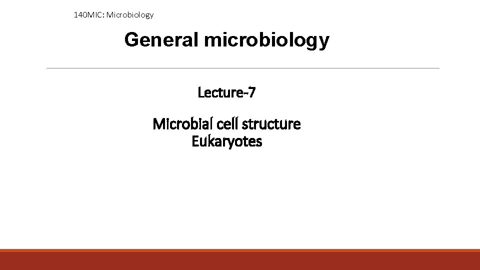 140 MIC: Microbiology General microbiology Lecture-7 Microbial cell structure Eukaryotes 