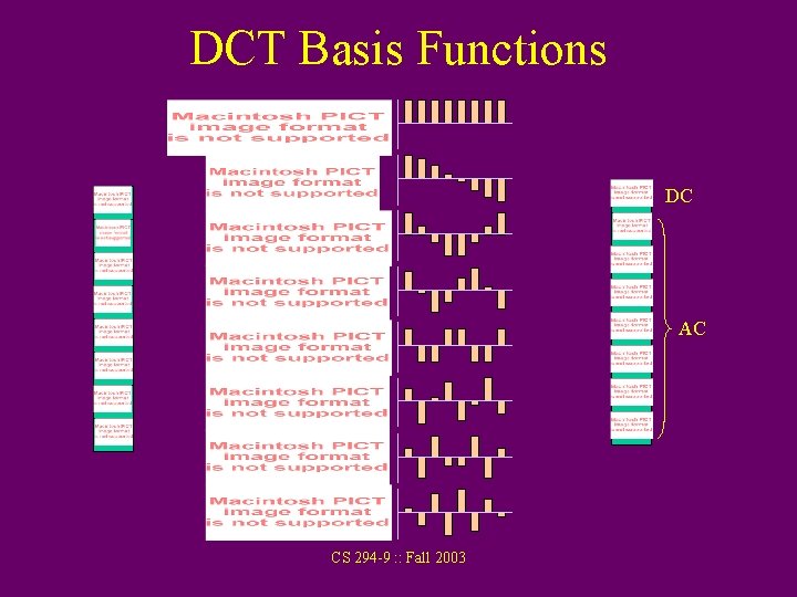 DCT Basis Functions DC AC CS 294 -9 : : Fall 2003 