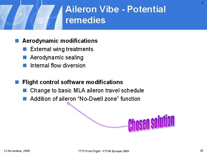 Aileron Vibe - Potential remedies P n Aerodynamic modifications n External wing treatments n Aileron Vibe - Potential remedies P n Aerodynamic modifications n External wing treatments n